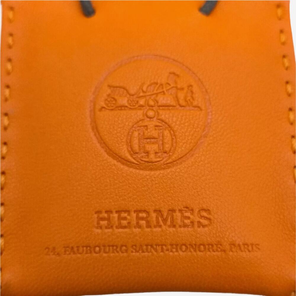 Hermes Orange Shopping Bag Purse Charm - Picture 4 of 8